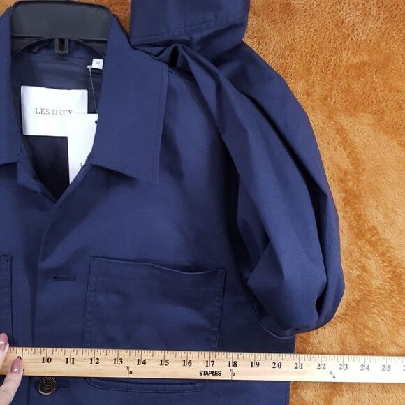 LES DEUX Jacket Mens Medium Blue Lightweight 4 Pocket MARSEILLE Cotton $279 - Picture 4 of 8
